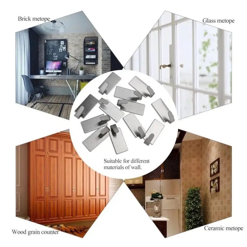 Set Of 6 Steel Hooks, Kitchen Bathroom Wall Bracket Shelf, Metal Commands Hook, Wall Mounted Razor Brackets, Self Adhesive Metal Towel Hooks, Bathroom Home Storage Organization Hooks Set Of 6 Steel Hooks, Kitchen Bathroom Wall Bracket Shelf, Metal Commands Hook, Wall Mounted Razor Brackets, Self Adhesive Metal Towel Hooks, Bathroom Home Storage Organization Hooks
